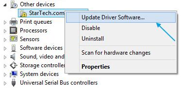 com Adapter device and select Update Driver