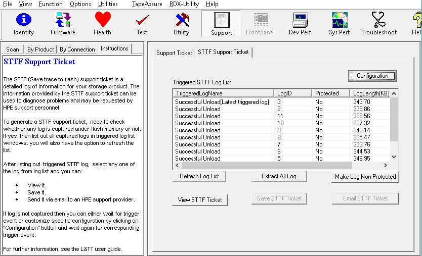 STTF support ticket The STTF (save trace to flash) support ticket is a detailed log of information that HPE support personnel may request and use to diagnose problems.