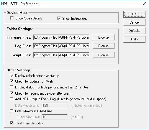 Figure 44: L&TT Preferences dialog box (default settings shown) To set the preferences in the CSI version of L&TT