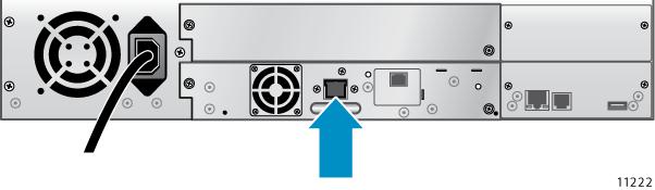 Figure 56: ESL G3 service port For the 1/8 G2 Tape Autoloader and MSL2024, MSL4048, MSL6480, MSL8048, and MSL8096 tape libraries, connect to the Ethernet port on the tape drive, as shown in the