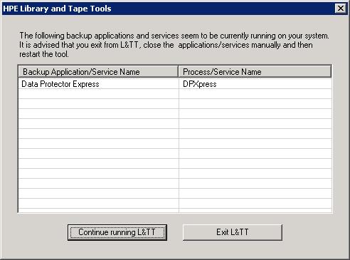 Figure 4: List of Backup Applications/Service Name Application window layout After the I/O mode is selected, click Continue on the Startup screen.