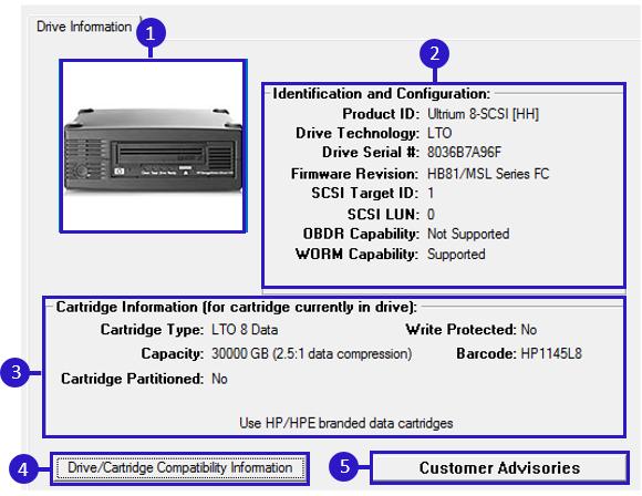 Figure 6: Device information screen 1. A visual representation of the selected product (the images are in grayscale). 2.