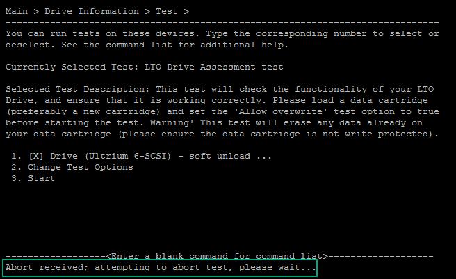 Figure 28: Command line when L&TT is aborting a test Using reports and support tickets A major feature of L&TT is the ability to generate reports and support tickets.