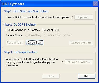 Using DDR3 Eyefinder 5 e Click OK to save the scan values/options and close the dialog. For more information on setting scan values and options, see "Setting Scan Options" on page 87.