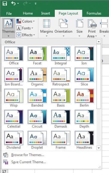 By default, Microsoft Excel applies the Office Theme to all workbooks. Apply an Existing Theme 1. To apply an existing workbook theme, display the Page Layout tab 2.