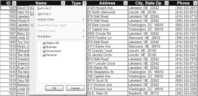 A drop-down menu appears containing all of the different values contained within the column. Each value has a box with a check mark in it. 6.