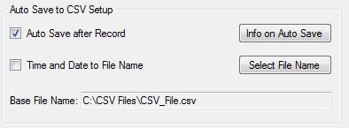 A limitation of the CSV data amount to be saved can be set in the text field Save Every x. Data Item.