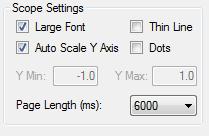 22.3 Scope settings The Scope Settings group box consists of a number of settings to adjust the behavior and appearance of the scope object.