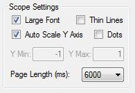 23.2 Scope settings The Scope Settings group box consists of a number of settings to adjust the behavior and appearance of the scope object.