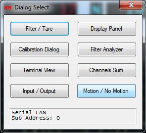 26 Motion / No Motion Measurement By selecting the Motion / No Motion button in the popup menu Dialog Select as explained in the section covering Dialog Shortcuts, the Motion / No Motion dialog will