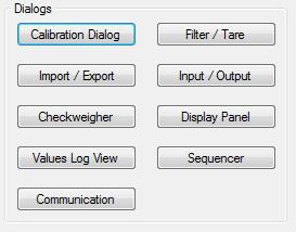 6.4 Dialogs In the Commands View dialog there are several shortcut buttons by which other dialogs can be accessed.
