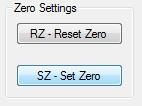 8.4 Zero Settings By selecting the buttons RZ Reset Zero or SZ Set Zero the zero point for the scale can be reset or set. 8.4.1 Reset Zero When selecting the RZ- Reset Zero button, the weighing signal returns to gross mode.