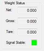 By examine the Weight Status group box the user will see that the net and gross values are equal and the zero value is zero.