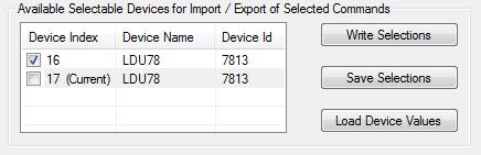 The devices must have the same ID as the currently selected device for appearing in the selectable device list.