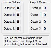 .1.2 Monitoring / Setting Output Values From the Output Values group the values of the different physical output pins can be examined.