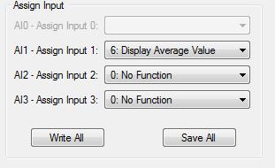 A given Assign Input value can be modified by selecting the actual combo box for the functionality to be changed and selecting the new functionality from the drop down list. 10