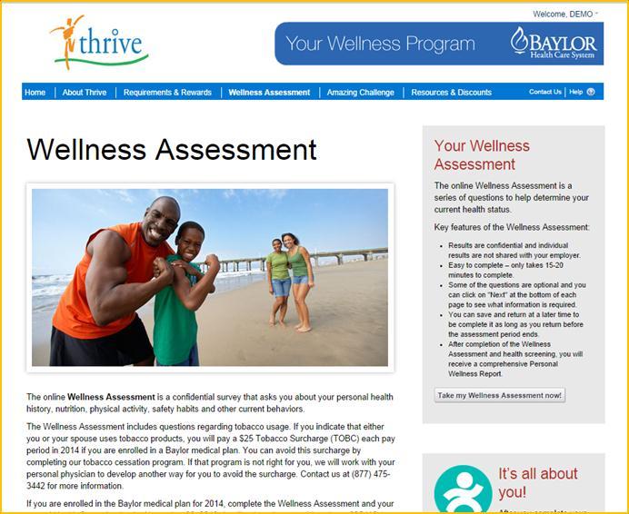 11. Click the Take my Wellness Assessment now! link, located on the right-hand side of the page. 12.
