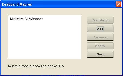 Chapter 3: Working with Target Servers 10. Click Close to close the Keyboard Macros dialog. The macro will now appear on the Keyboard menu in the application.
