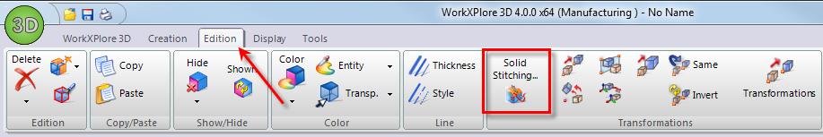 6 Editing Stitching Models In the Edition tab, click on the icon in the Transformations toolbox.