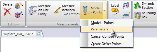 Click on the Close button to exit this dialog box. CONTROL PARAMETERS Click on the arrow of the Model Points icon and select Parameters.