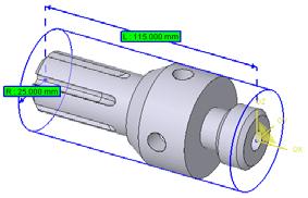 igs file. 2. Select the Orientated Cylinder option in the Bounding Box menu. 3. Select the whole model and validate. 4.