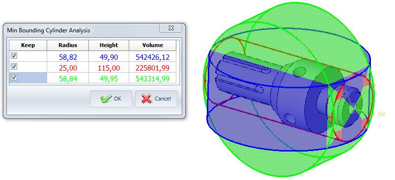Analyzing Analysis Tools 7 For our example, delete this bounding box. MINIMUM CYLINDRICAL BOUNDING BOX 1. Select the Minimum Cylinder option in the Bounding Box menu. 2.
