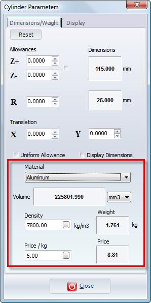 7 Analyzing Analysis Tools Bounding Box Cost Calculation Note that you can try different calculations directly by changing the density and price/kg attached to the material in the system settings. 7.