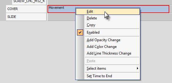 9 - Documenting 9.3 - Creating Animations 4. Right click on the movement and select Edit. Or double click on the movement.