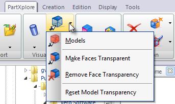 Transparency Menu Model Transparency If you are working on an assembly file, you can make transparent one