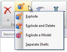 5 - Editing 5.1 - Exploding your Model 5 - Editing 5.1 - Exploding your Model The Explode function allows you to separate part surfaces to store them in a different layer, delete them, etc.