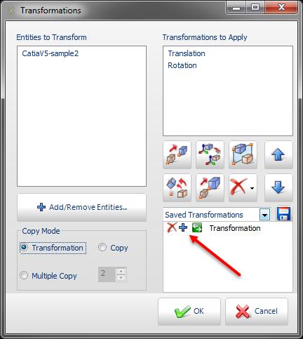 5 - Editing 5.4 - Making Transformations Adding Saved Transformations 8. Click on the icon in the dialog box. 9.