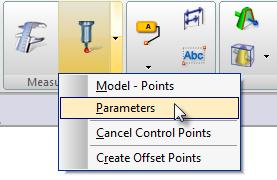 6 - Analyzing 6.1 - Measurements Control Parameters in the Model Points Menu The Control Parameters dialog box is displayed.