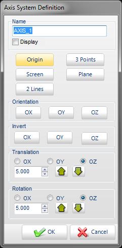 Attach a name to your axis system and activate the Display option if you want the name to be displayed in the Viewing Area.