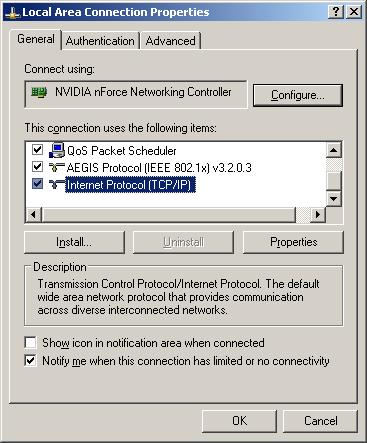 Windows XP Configuring the network properties of the LAN card Sirona Dental Systems GmbH Configuring the network