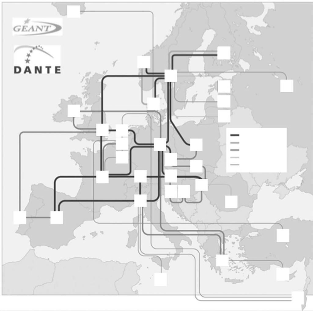 GR CY MT Backbone topology, October 24 IL GEANT is operated by DANTE on behalf of Europe s research and education networks. n Figure 2. An overview map of GÉANT.