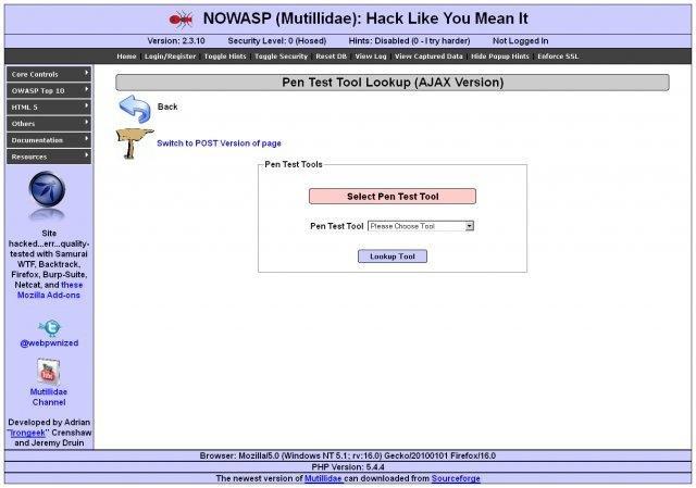 OWASP TOP 10 SQL INJECTION OWASP Mutillidae II Web Pen-Test Practice Application is another tool that you can use to practice.