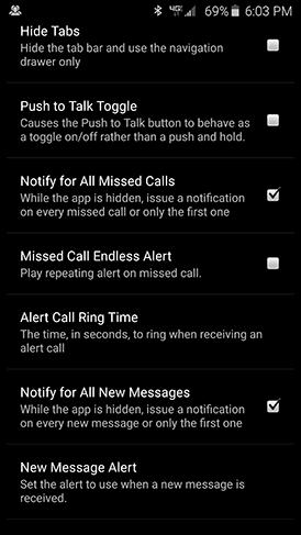 Section 6: Device Settings Nova Talk Application Settings Settings Page 1 Settings Page 2 Settings Page 3 Select Call Priority (PTT, Voice Call, Call by Call) Foreground Nova Talk on Incoming Call