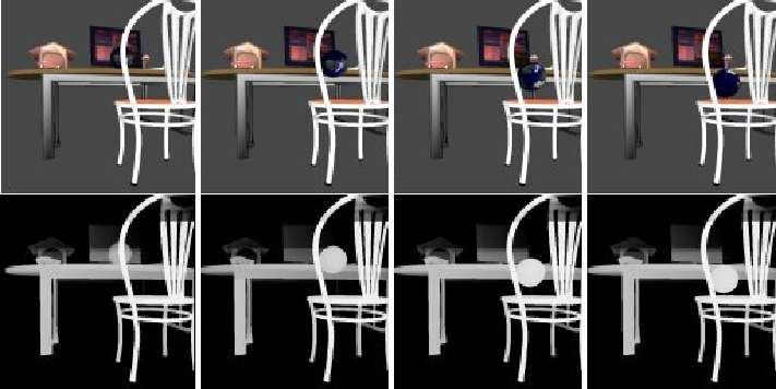 Figure 6: Depth map and texture map of a dynamic scene 3D objects.