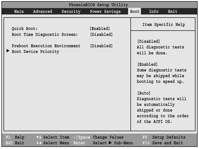 BOOT MENU SELECTING THE OPERATING SYSTEM SOURCE The Boot Menu is used to select the order in which the BIOS searches sources for the operating system.