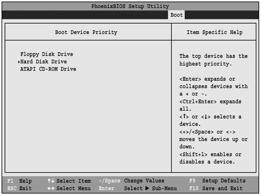 The Boot Device Priority Submenu of the Boot Menu The Boot Device Priority Submenu is for setting the order of checking of sources for the operating system.