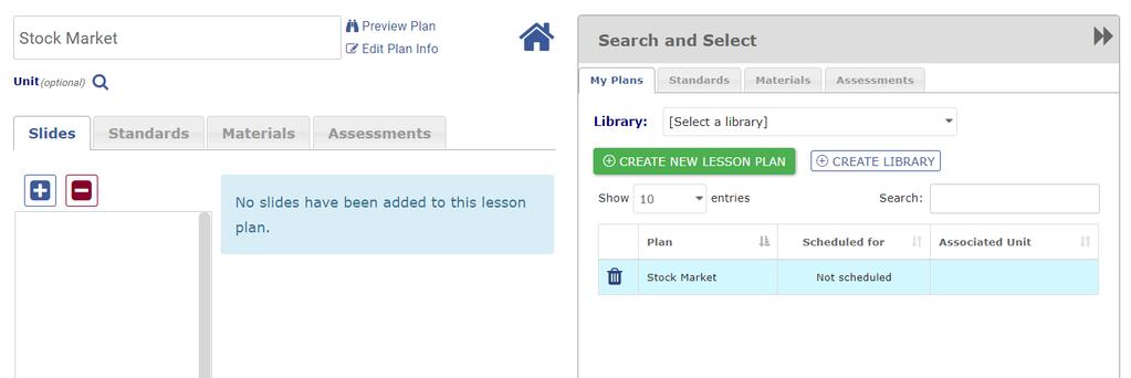 Plan Details slide. For instructions on copying a template, please see page 28. 4. Enter the lesson plan title, select the grade, the subject and click Create Lesson Plan. 5.