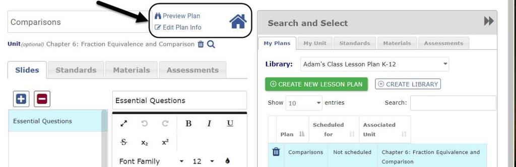 b. return to the Lesson Plan Builder page. c. also collapse and expand the Search and Select interface as you are building your plan.