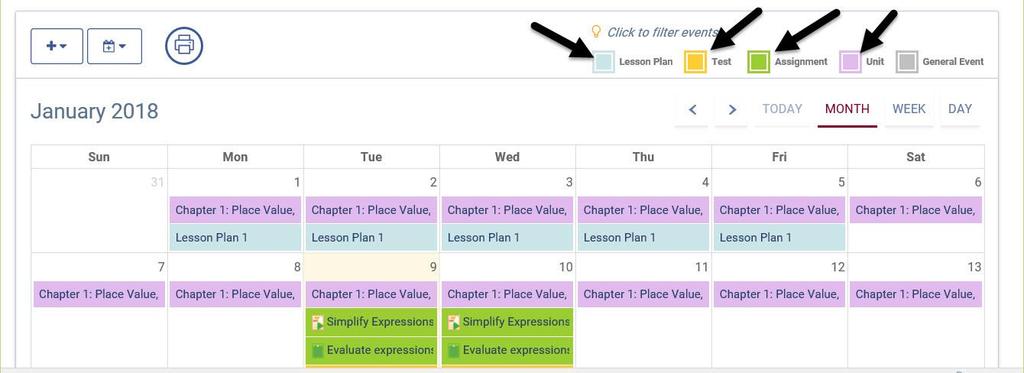 5. The Lesson Plan, associated materials, and assessments now appear and are accessible from on the Calendar pages. Student resources and assessments are accessible via the K-12 Student Parent Center.