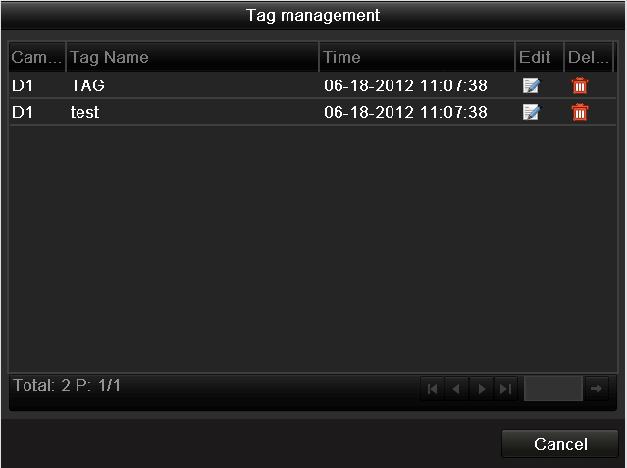 Figure 6. 24 Tag Management Interface Steps: 1. Enter Tag Search interface.