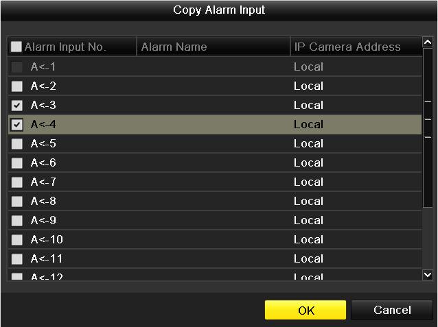 Repeat the above steps to configure other alarm input parameters.