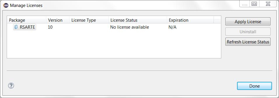 If the license status shows that no license is available (as in the picture above) you need to apply a license.