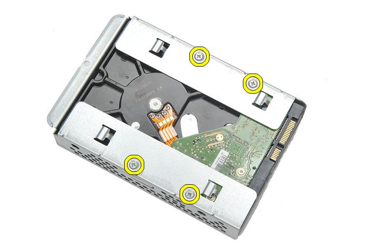 Remove the screws that secure the hard-drive cage to