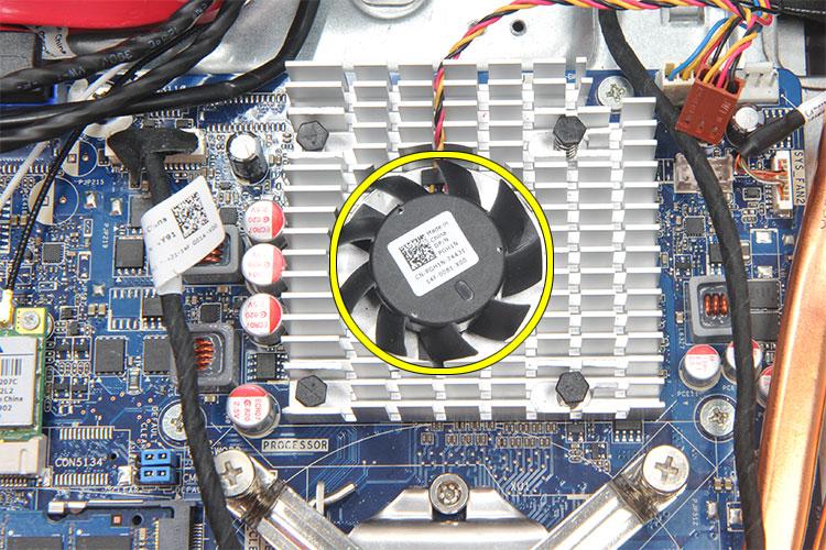 8. Lift and remove the heatsink fan from the computer. Installing The Heatsink Fan 1. Install the heatsink fan on the chassis. 2. Tighten the screws to secure the heatsink fan to the chassis. 3.