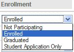 Setting Up and Managing Students (Teacher) To change enrollment status, use the Enrollment dropdown list for the student. 3. Save Changes and Logout.