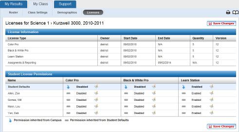 Managing Kurzweil 3000 Licenses To view license information (Teacher): From your VPORT start screen, open My Class tab and click Licenses.